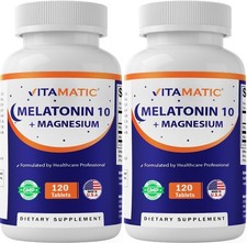2PK Vitamatic Melatonin 10 mg Magnesium 200 mg 120 Tablets High Potency Sleep