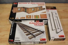 Miniart Sections of Brick Building, Russian Railroad Track, & Concrete Telegraph