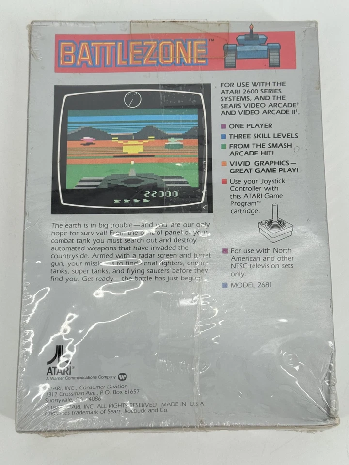 Battlezone Atari 2600 Video Game Cartridge 1983 Factory Sealed - Image 2 of 4