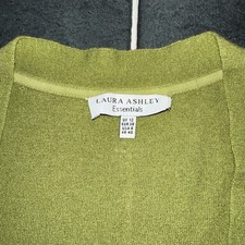 Vintage Laura Ashley Ladies Green Cream Cashmere Wool  Blouse Jumper Size 12