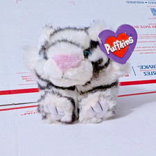 Vintage 1994 Puffkins SNOWBALL THE WHITE TIGER 6616 Beanbag Plush w/ Tags 4.5"