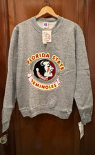 Vintage FSU Florida State Seminoles Sweatshirt Russell Athletic Gray Small NWT