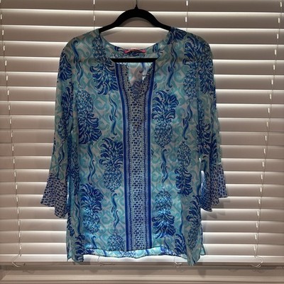 Lilly Pulitzer Keona Tunic Bennet Blue Out of the Blue Tunic Women s Medium NWT