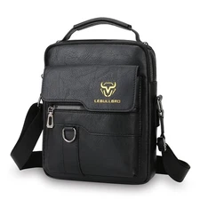 Shoulder Bag for Men Crossbody Bags Leather Sling Bag Messenger Bags with Mul...