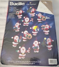 Bucilla Ornament Kit Felt Applique Christmas Tree Little Santas 83667 SEALED