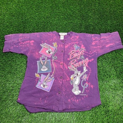 VTG Bugs-Bunny Baseball Shirt Womens L (Fits XL/2XL) Baggy