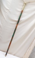 Wooden Walking Stick with Ornate Brass Handle 3-Piece Decorative Cane