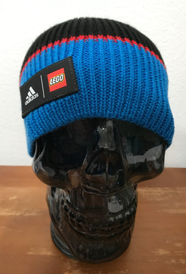 Lego x Adidas Beanie Knit Hat Youth One Size Blue Black Red Stripe