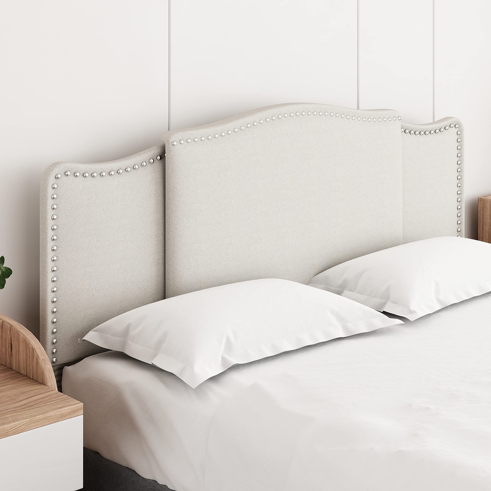 Кровать KOTPOP Maidenhead с мягким арочным изголовьем размера Queen-size - Бежевое крыло