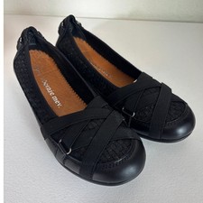 Bernie Mev Size 7 EU 38 Valentina Black Metallic Stretch Flats Traction Sole