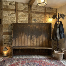 Antique 19th C. Pine Barrel Back Settle