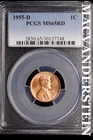 1955-D Lincoln Wheat Cent-PCGS MS 65 RD Choice Gem BU No Reserve #SLL319