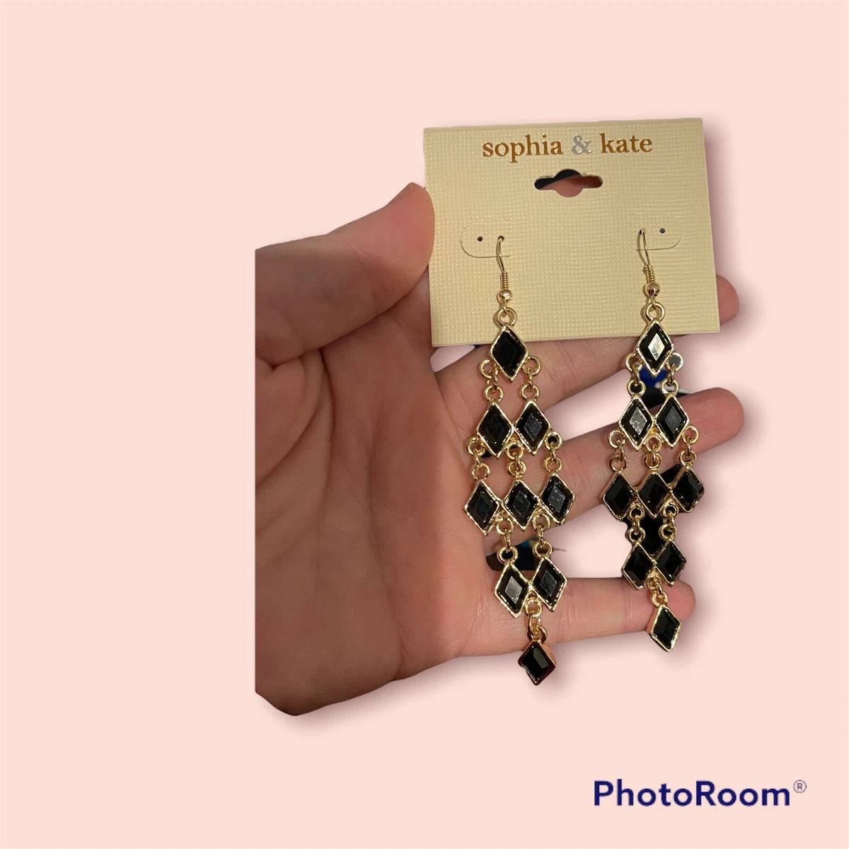 Sophia Kate Gold Tone Black long dangle earrings 3