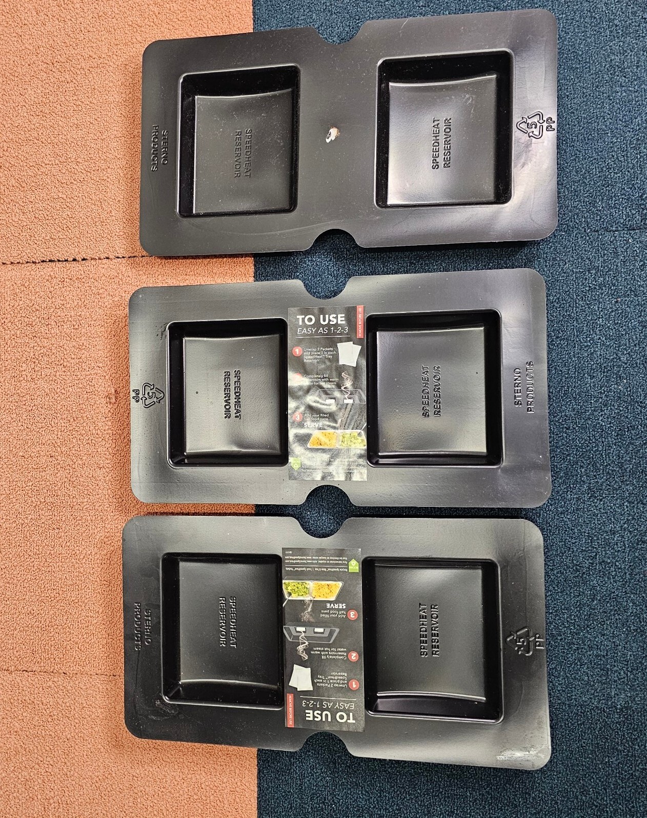 LOT of (3) Sterno Speedheat Reservoir Base Reusable Catering Flameless