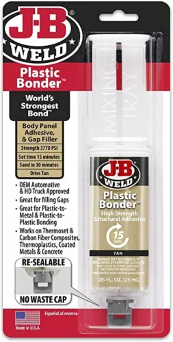 JB Weld Plastic Bonder Tan Urethane Adhesive Glue Syringe Quick Set 25ml 50133