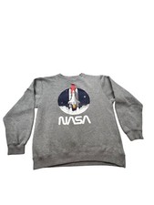 NASA Logo Men  s Small Gray Sweatshirt Rocket Space Top of the world Brave Mars
