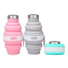 475ML Collapsible Water Bottles Silicone Portable Hiking Cups Retractable Cups