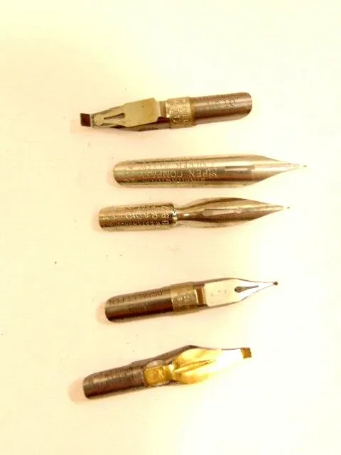 lot of 5 mixed fountain pen / calligraphy nibs