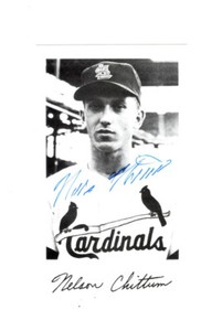 1958 StL Cardinals Team Issued Postcard - Nels Chittum - autographed - JSA COA