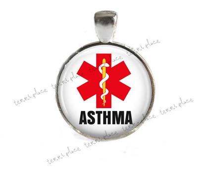 Asthma Medical Alert Glass Top Pendant Silver Setting Add 2 Your Chain Key Chain