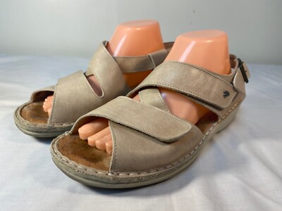FINN COMFORT Jersey Sandals Women's Beige Leather Open Toe - EU 42 (US 11-11.5)