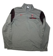 Nike Ohio State Pullover Shirt Men s Medium Dri Fit Football Brutus Gray Red
