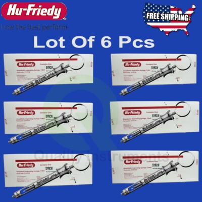 Lot of 6 Pc Hu-Friedy CW Style Dental Anesthetic Aspirating 1.8ml Syringe SYRCW