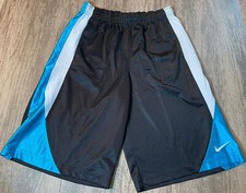 Nike Athletic Boy'S Shorts Black with Blue and White Stripe Accents, 6