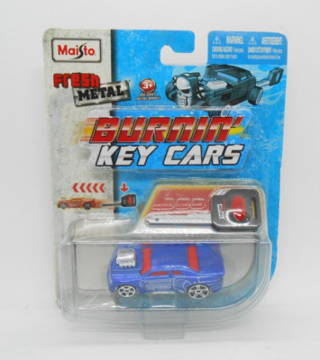 Fresh Metal Burnin' Key Cars Blue Hot Rod Toy Diecast 1:64 Vehicle Maisto 2010