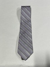 Mens Giorgio Cosani Purple Gray Stripe Pattern Tie Pure Silk Hand Made NEW