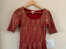 LuLaRoe Red Gold Nicole Dress Size S
