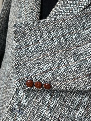 Harris Tweed Mens 100% Scottish Wool Blazer Jacket Sport Coat Herringbone SZ 40S - Picture 6 of 8