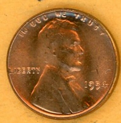 1954 LINCOLN WHEAT CENT BRILLIANT RED AS SEEN IN PHOTO