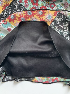Haut Chemise Fille Ally B Noir/aqua/ivoire/or - Patchwork, Volants Superposés, Style Boho, Taille M, Neuf Sans étiquettes