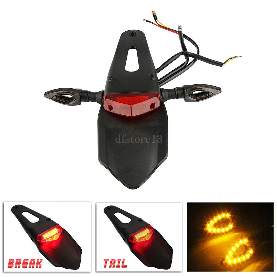 moto universel LED Feu arrière Garde-Boue ENDURO stop lampe pour sauf haut - Photo 2/4