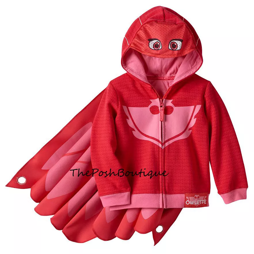 Disney PJ Masks Owlette Girls Costume Hoodie Jacket Mask Wings 2T