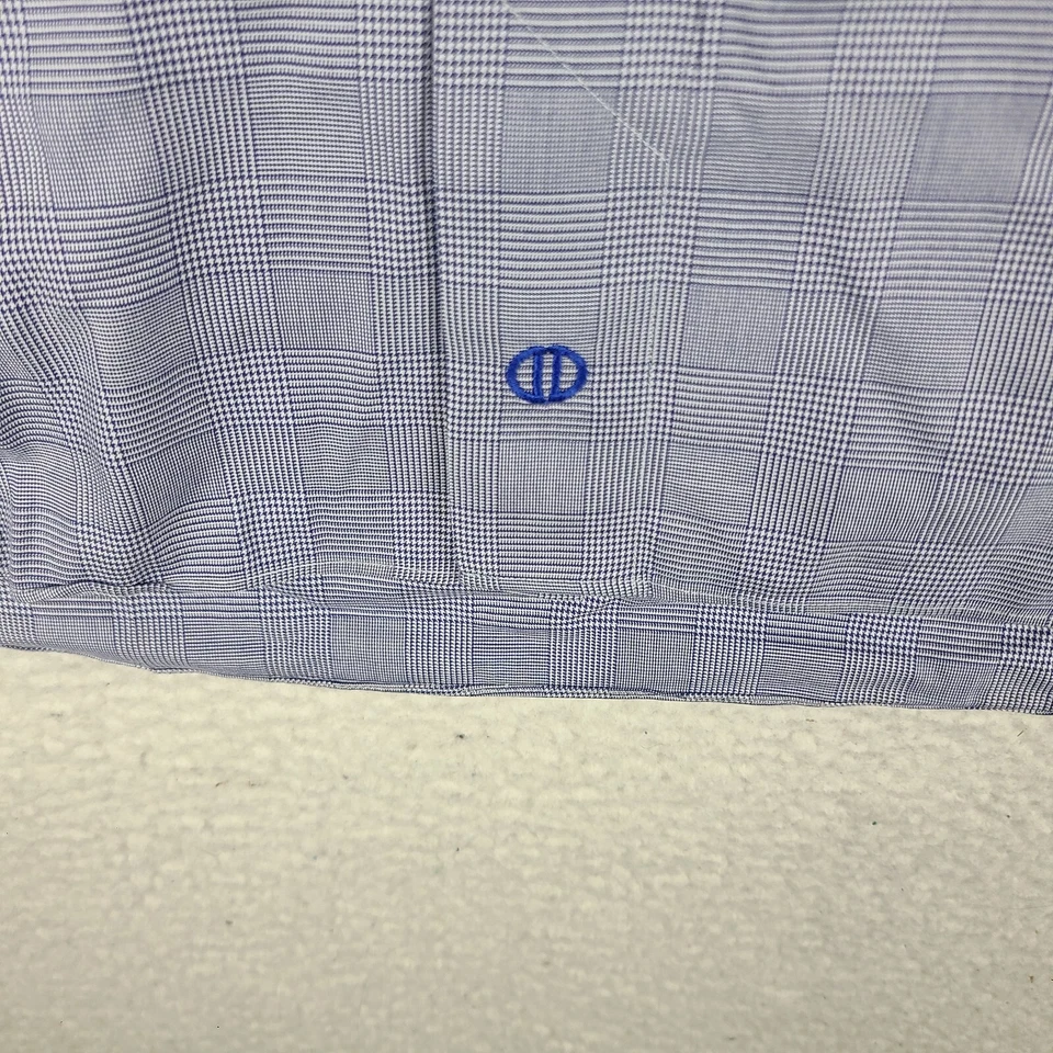 Camisa de vestir David Donahue para hombre 16 34/35 azul a cuadros 100 % algodón abotonada Foto 3 de 4