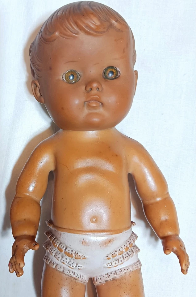 2 muñecas antiguas 1956 TOD-L-TOT 10" de goma niño y niña chirriantes bebé THE SUN CO EE. UU. Foto 2 de 4