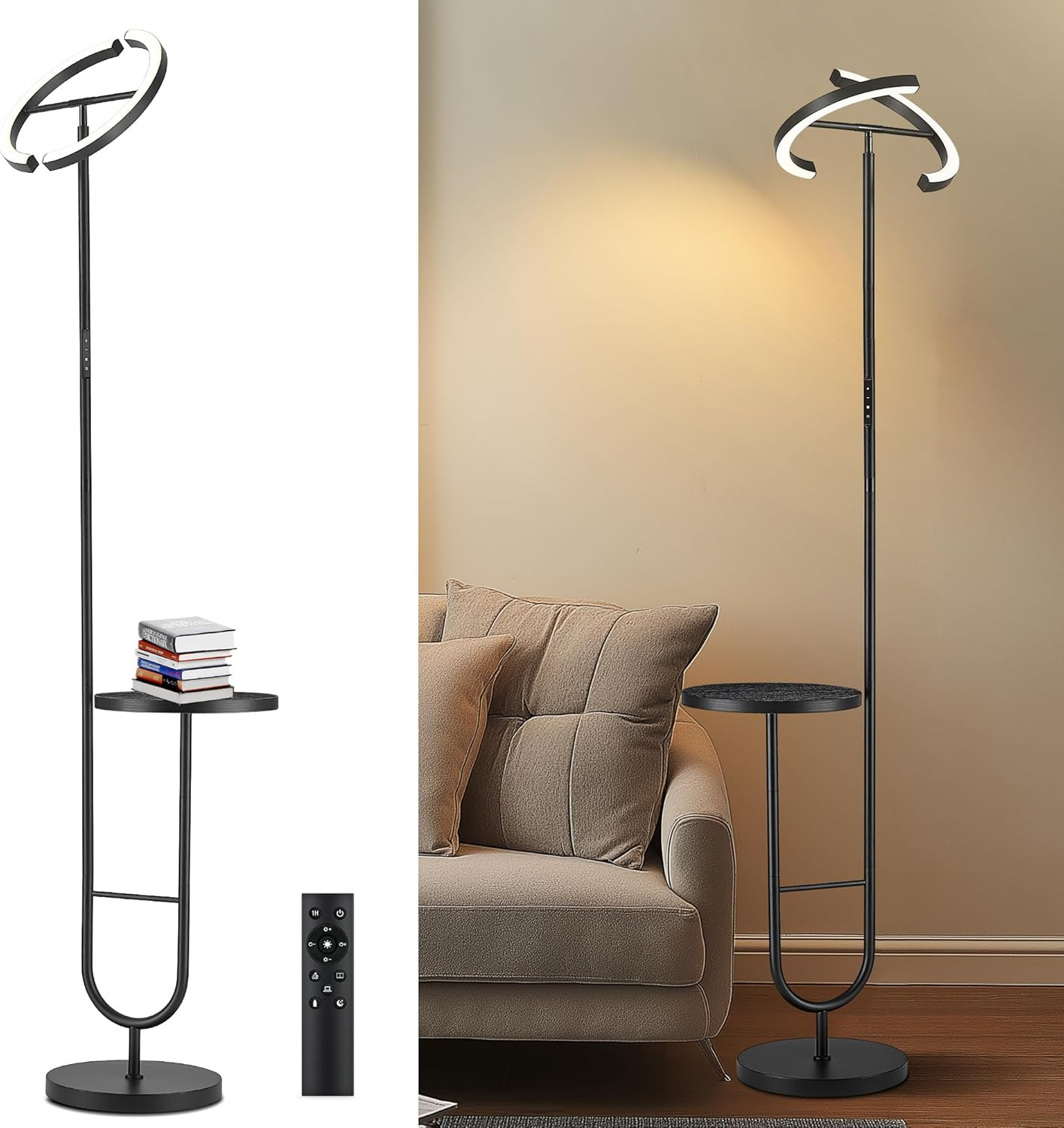 Lampada Da Terra LED Con Tavolino – 36 W Dimmerabile Con Telecomando E Touch, Te