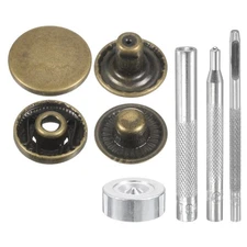 24Set 17mm Leather Snap Fastener Kit 2.76" Long W 4 Install Tools, Bronze