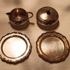 BMF Milch- und Zuckerset versilbert: Milchk&auml;nnchen, Zuckerdose, 2 Untertassen