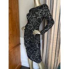 EUC Ganni Velvet Burnout Side Ruched Long Sleeve Dress L