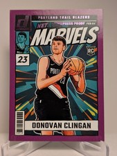 2024 Panini Donruss Donovan Clingan #1 Net Marvels Press Proof Purple RC