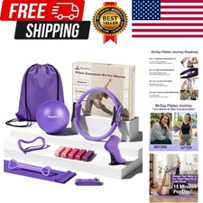 Home Pilates Ring and Ball Set for Women with 5 Resistance Bands 13 inch Magi...
