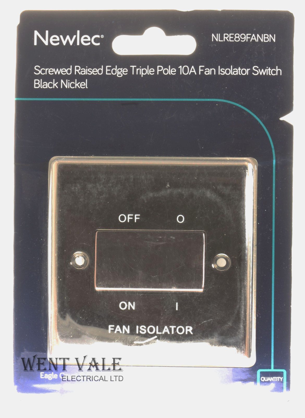 Newlec Raised Edge - NLRE89FANBN - 10ax  3 Pole Fan Isolator Sw' - Black Nickel