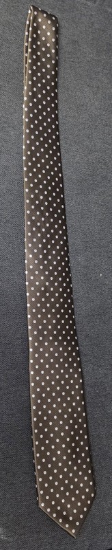 Men's Brown & White Polka Dot Neck Tie Classic Dresswear Style