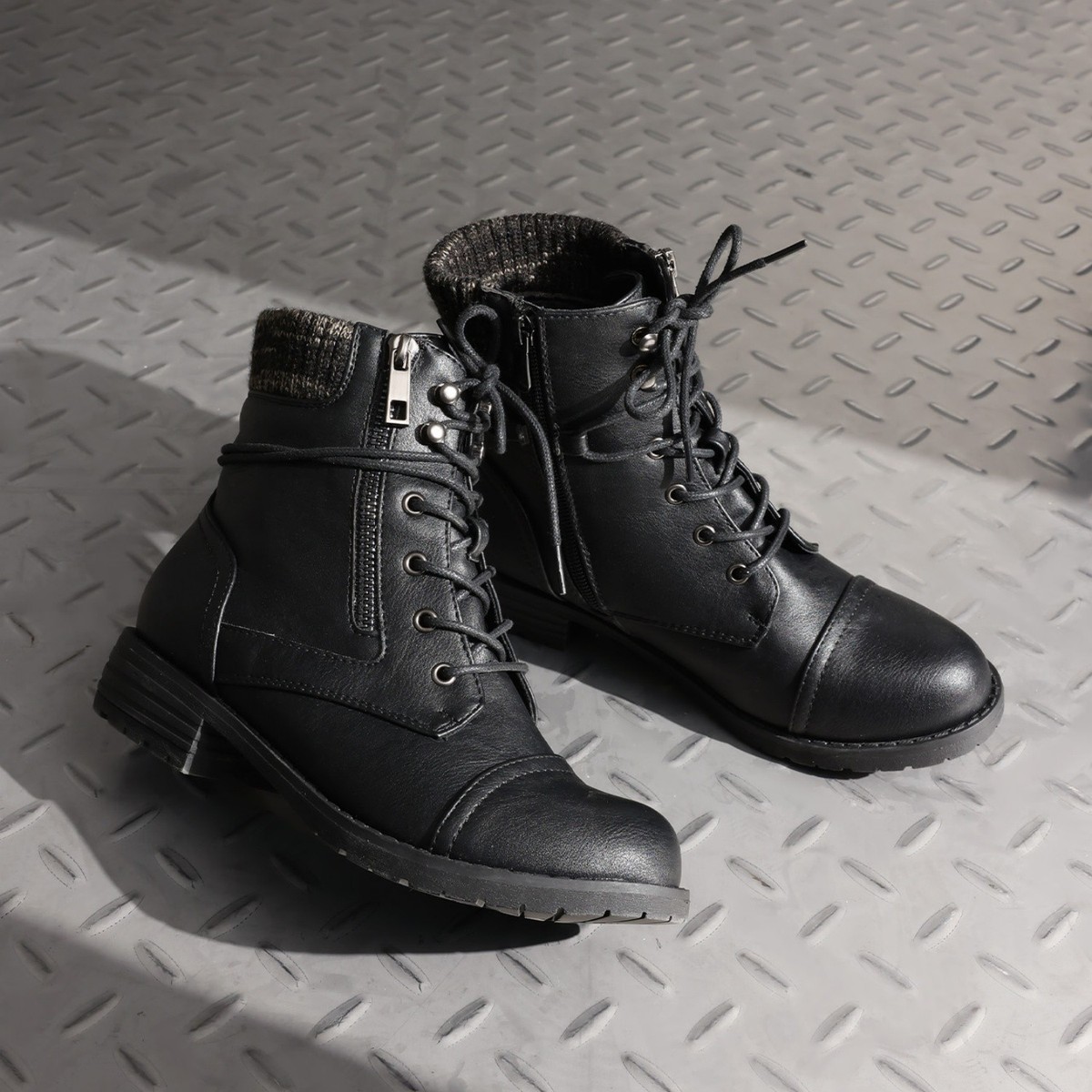 Leather Lace-Up Zipper Platform Combat Ankle Boots Non-Slip Waterproof Amazon.com | LETCLOCOM Men main image 3