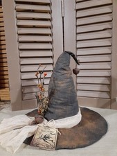 Handmade Primitive Grungy Witch Hat with Cheesecloth, Pip Berries Tag