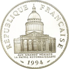 [#754054] Coin, France, Panthéon, 100 Francs, 1994, Paris, Proof, MS, Sil, ver
