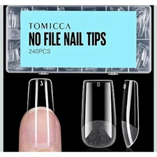 TOMICCA Medium Acrylic Square Nail Tips 240Pcs Press On No File Matte 12 Size s3